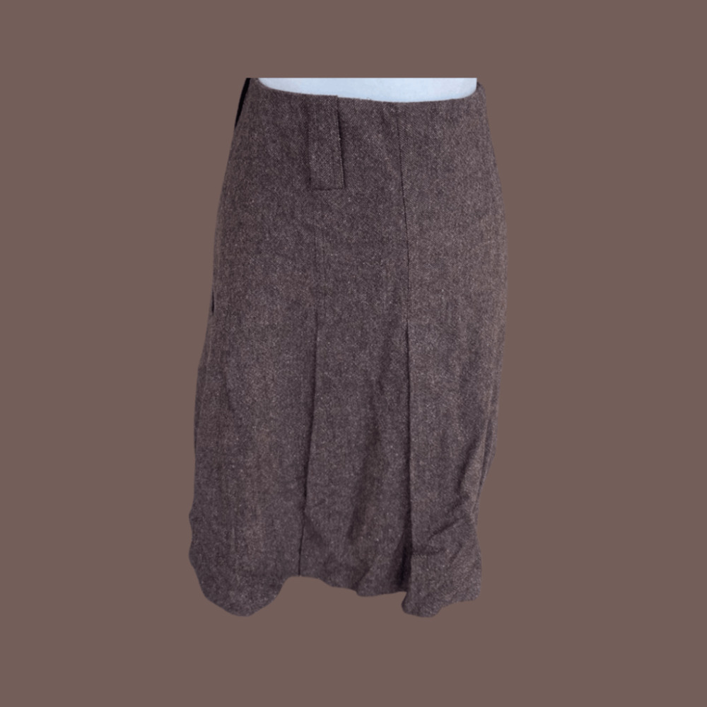 Grace Dane Lewis Pleated Skirt | Wool Blend Brown | Size 8 | Vintage
